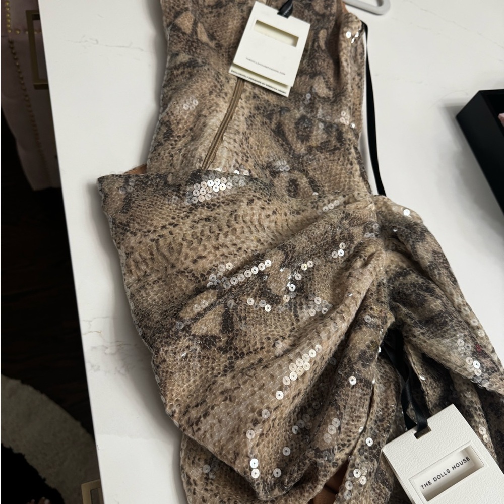 The Dolls House “Cindy Dress in Slither” – Snake Print Sequin Mini - Picture 6 of 8